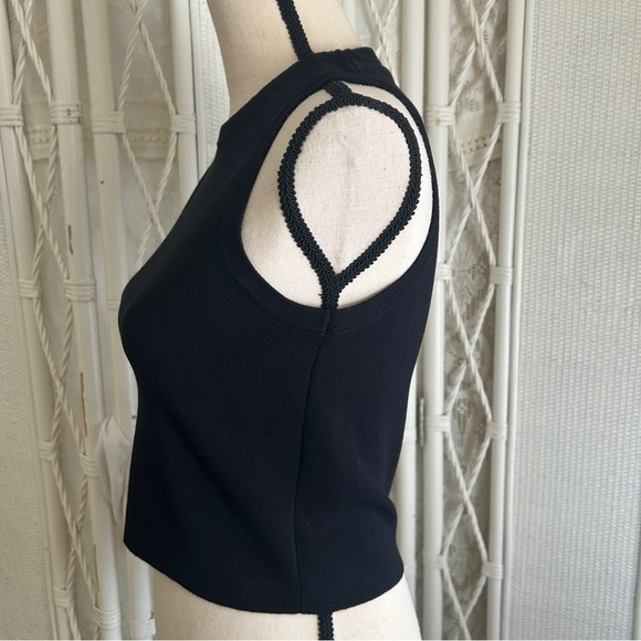 Primark Cares Black Fitted Crop Top Tank Ribbed Knit Sleeveless size Large 10 12 - Picture 4 of 13
